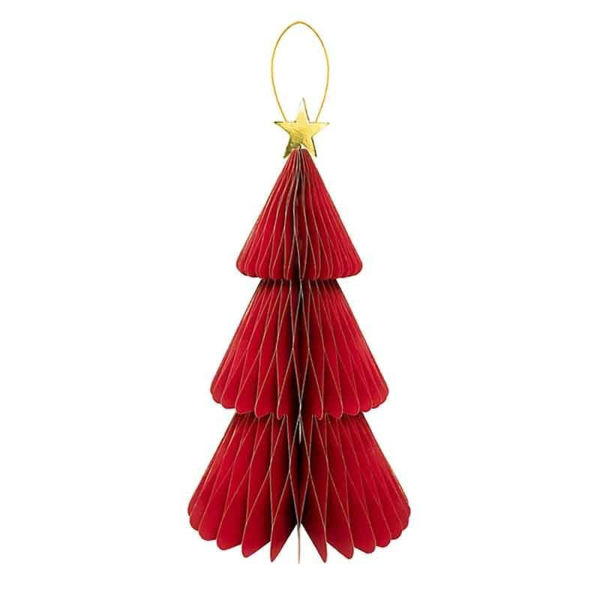 Albero in carta rosso con stella 40 cm decorazione natalizia