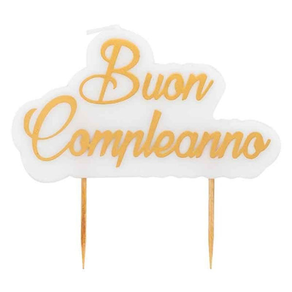 Candela compleanno metal oro Buon Compleanno 8×10 cm