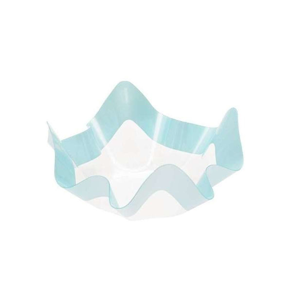 Porta confetti trasparente con decorazione azzurro perlato 13×7 cm