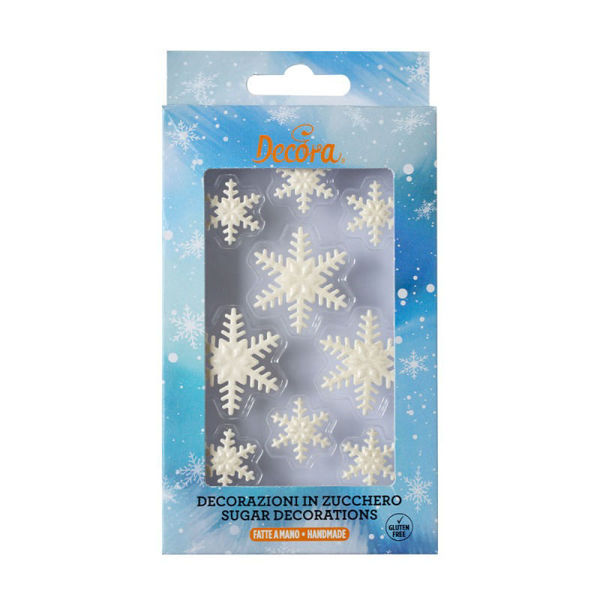 Fiocchi di neve in zucchero set 9 pezzi decorazioni dolci