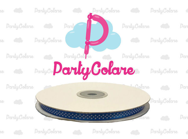 Rotolo nastro doppio raso blu a pois vari spessori 50 metri