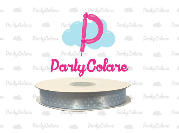 Rotolo nastro doppio raso celeste a pois vari spessori 50 metri