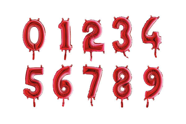 Palloncini Mylar 36 cm rossi numeri da 0 a 9