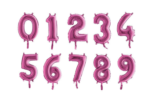 Palloncini Mylar 36 cm Fuxia numeri da 0 a 9