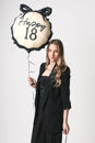 Palloncino mylar 45 cm Happy 18 con fiocco nero