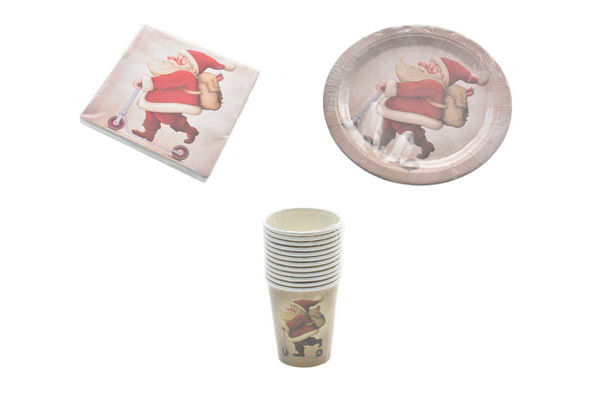 Coordinato tavola Babbo Natale in monopattino