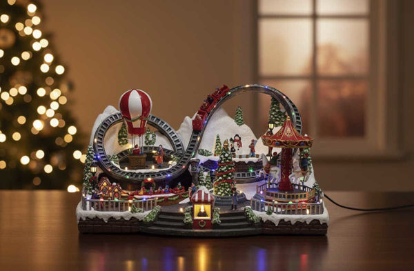 Ambientazione natalizia con luci musica e movimento