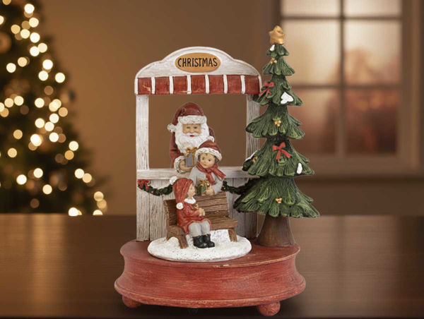 Carillon Babbo Natale con Bimbi 23,5 cm
