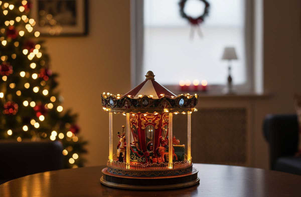 Paesaggio Natalizio Giostrina con luci musica e movimento