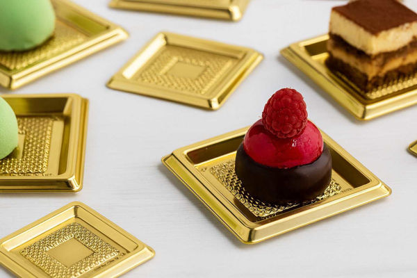 Mini vassoio quadrato oro 6,5x6,5 cm per monoporzioni