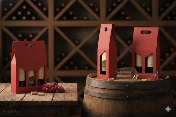 Scatole portabottiglia in cartone ondulato rosso per vino da 1 e 3 posti