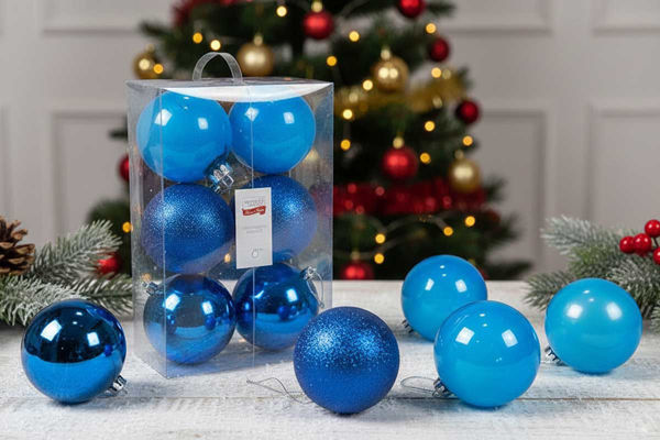 Palle Natalizie Blu con Decorazione Assortita