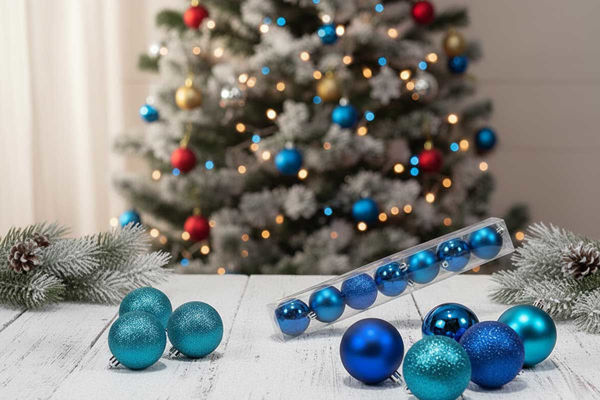 Palle natalizie blu mix per decorazione al