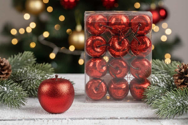 Mele decorative rosse da appendere per albero di Natale