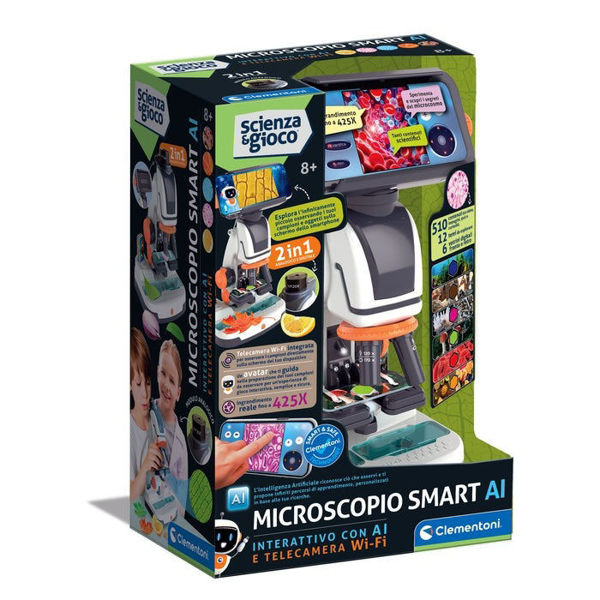 Microscopio Smart AI 2 in 1 con telecamera Wi-Fi e app dedicata per bambini