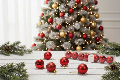 Set 9 palline nere glitterate 60 mm albero Natale | vendita online su
