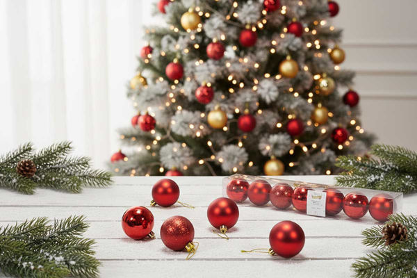 Palle natalizie rosse mix per decorazione albero di Natale