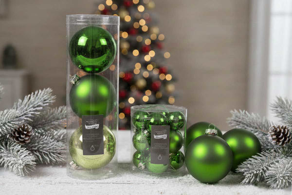 Palle natalizie in vetro verde per decorazione albero di Natale