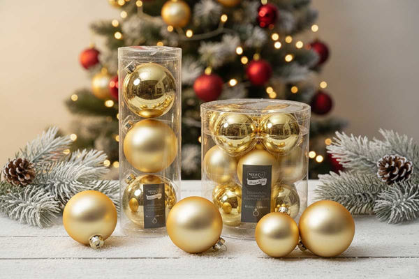 Palle natalizie in vetro oro per decorazione albero di Natale