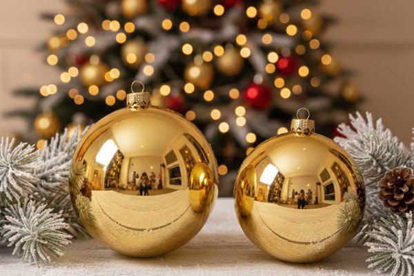 Sfere in vetro oro lucido per decorazioni natalizie eleganti