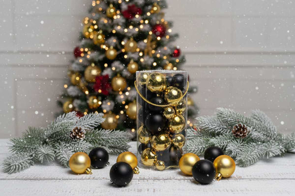 Palle natalizie miste black and gold per decorazione albero di Natale