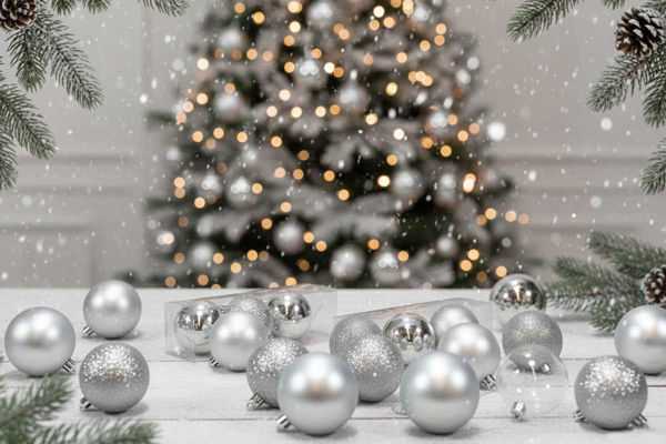 Palle natalizie argento mix per decorazione albero di Natale