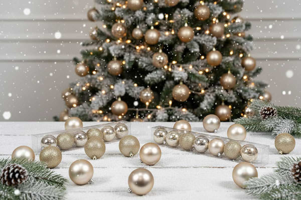 Palle natalizie champagne mix per decorazione albero di Natale