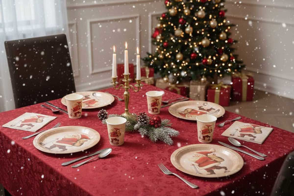 Coordinato tavola Babbo Natale in monopattino