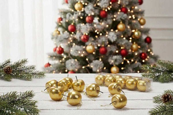 Addobbi Natalizi Oro – Mele Dorate da Appendere con Foglia Oro disponibili in 4, 6 e 8 cm