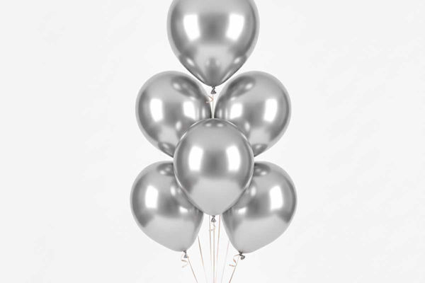 Palloncini in lattice argento metal BigParty con palloncini Gemar in diverse misure