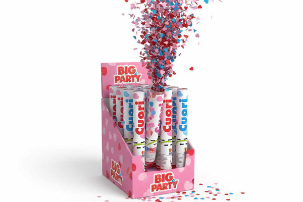 Cannone sparacoriandoli a cuori per feste romantiche ed eventi speciali