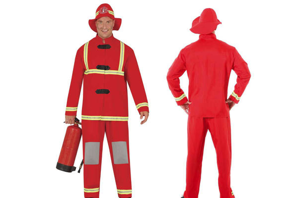 Costume pompiere bambino e bambina con indicazione taglie e codici prodotto