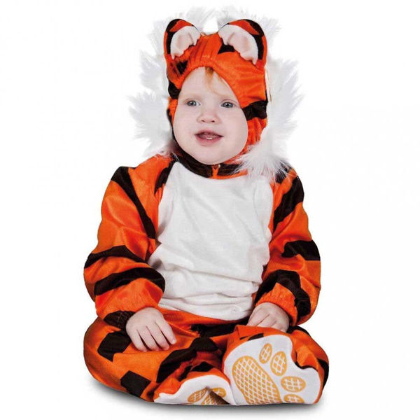 Costume tigre per neonato e neonata con indicazione taglie e codici prodotto