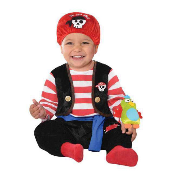 Costume pirata baby per bambino e bambina con indicazione taglie e codici prodotto