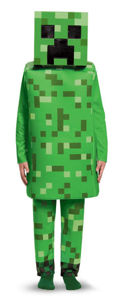 Costume Minecraft Creeper 3D per bambino con indicazione taglie e codici prodotto