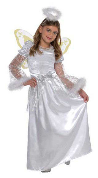 Costume angelo bianco con ali per bambina