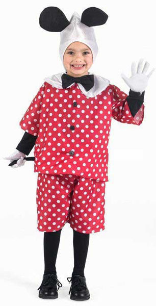 Costume topolina per bambina con indicazione taglie e codici prodotto