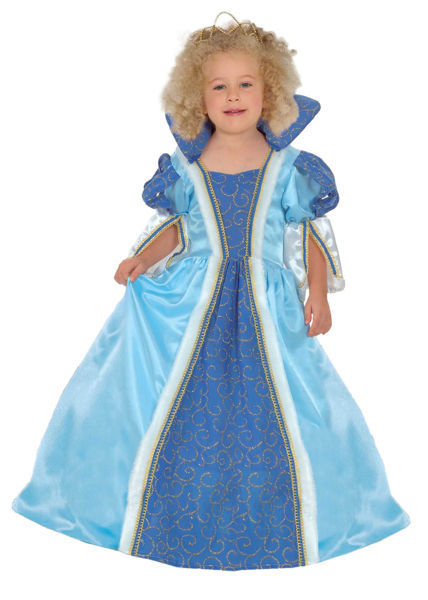 Costume Piccola Regina per bambina con indicazione taglie e codici prodotto