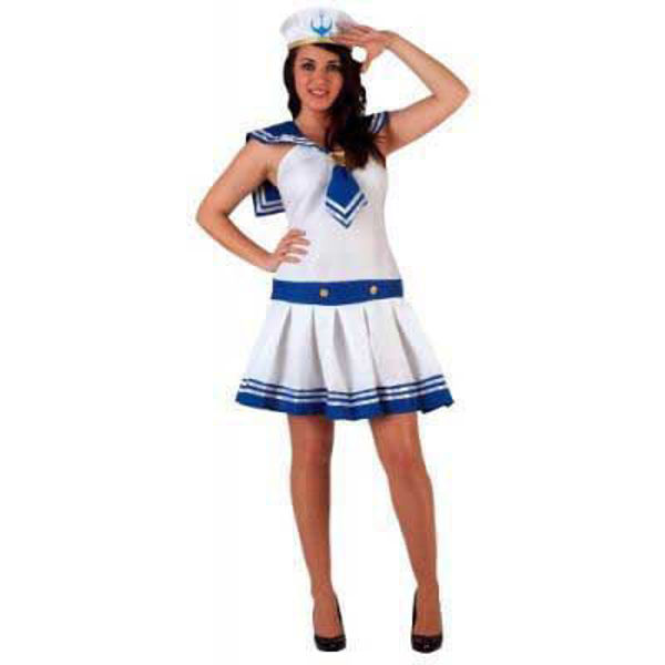 Costume marinara per donna in stile nautico con indicazione taglie