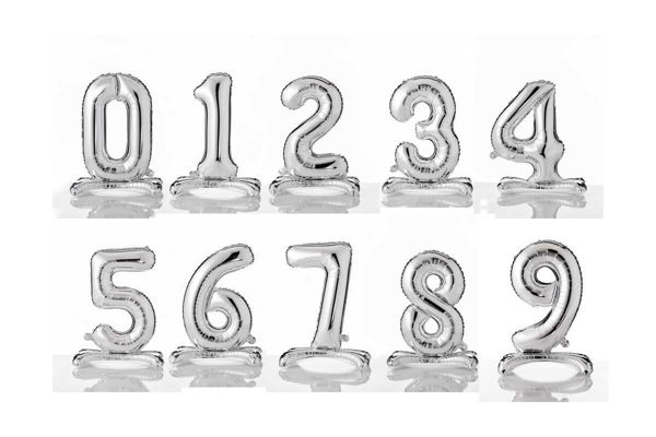 Palloncino Mylar argento numero autopor­tante 70 cm per decorazioni di feste