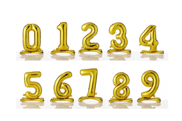 Palloncino Mylar oro numero autopor­tante 70 cm per decorazioni di feste