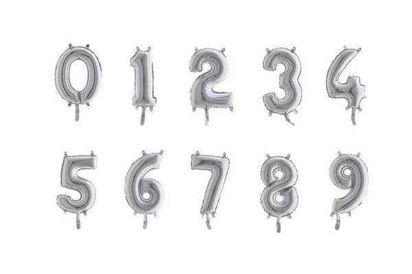 Palloncino Mylar argento numero 102 cm per decorazioni di feste e compleanni