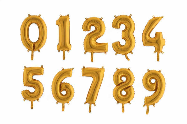 Palloncino micro oro numero 18 cm per decorazioni di feste e compleanni