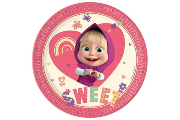 Piatto 23 cm Masha Sweet Heart 8 pezzi