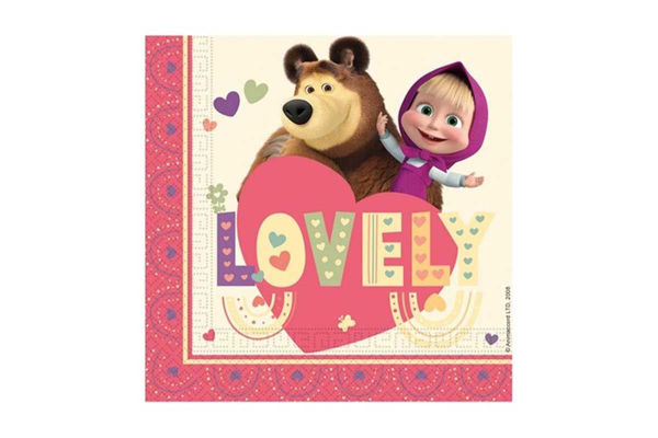 Tovaglioli 33x33 Masha Sweet Heart 20 pezzi