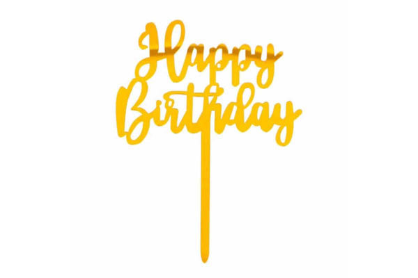 Cake topper 15 cm Happy Birthday Oro