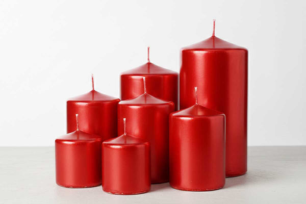 Candela pillar rosso laccato decorativa