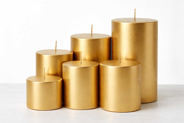 Candela cilindro oro lucido