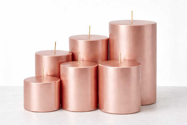 Candela cilindro rosa gold lucido