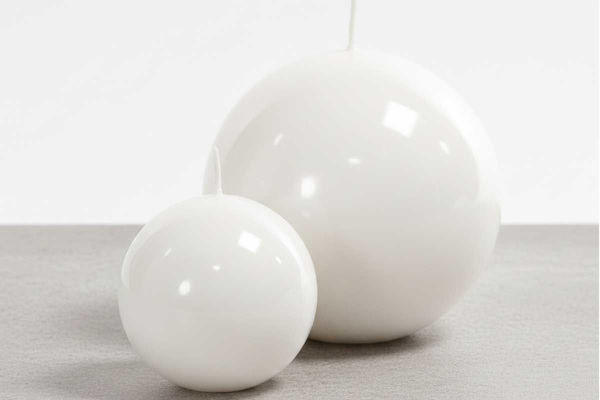 Candela sfera bianco lucido
